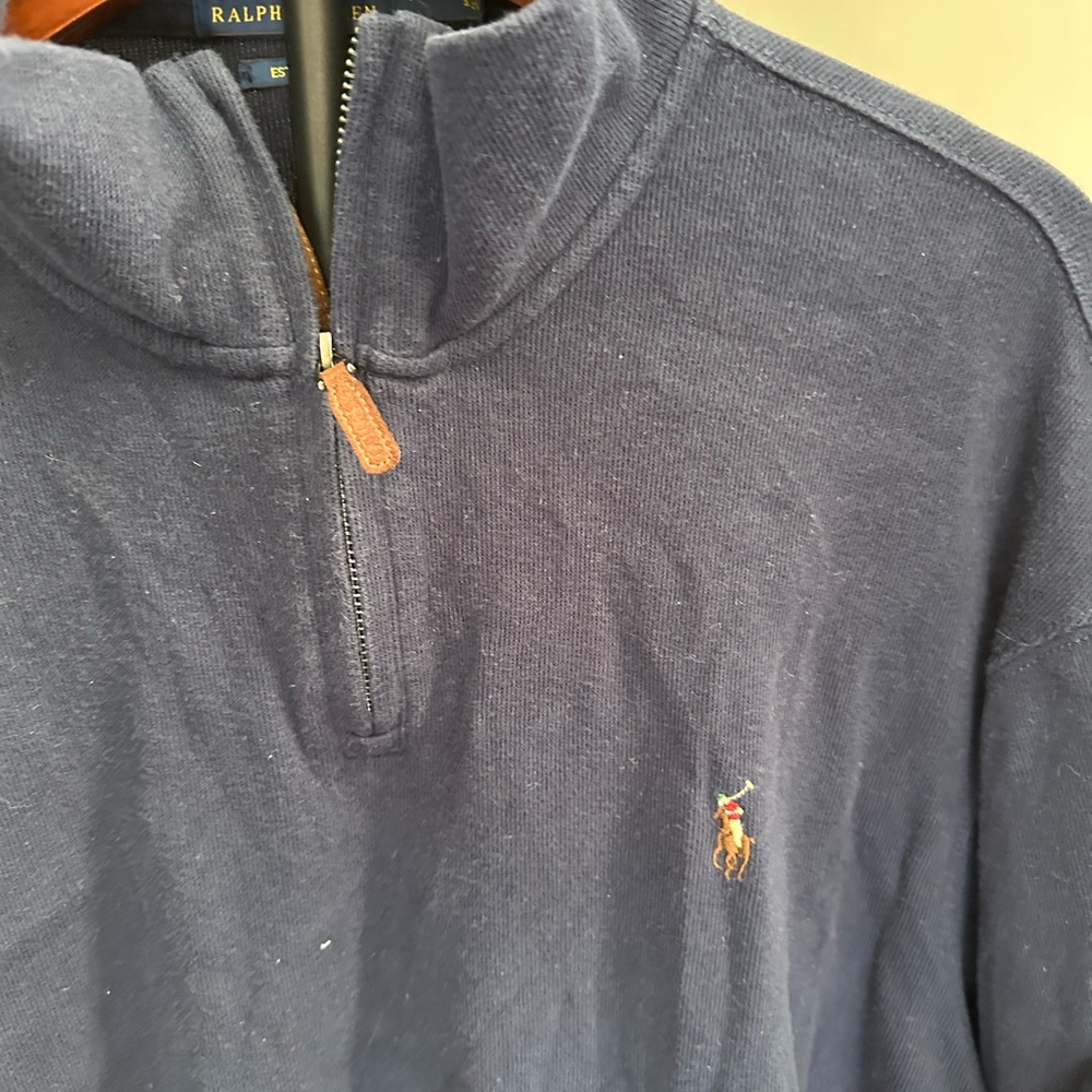 Ralph Lauren Polo Estate Rib Quarter Zip - Navy Blue